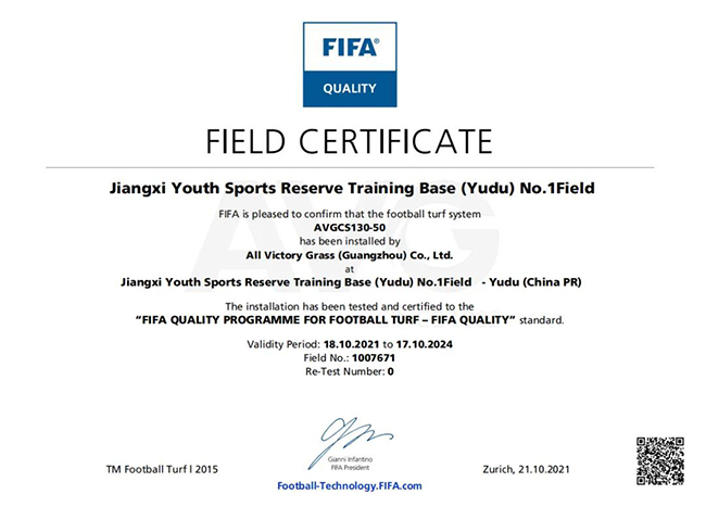 FIFA 認證證書